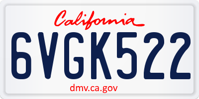 CA license plate 6VGK522
