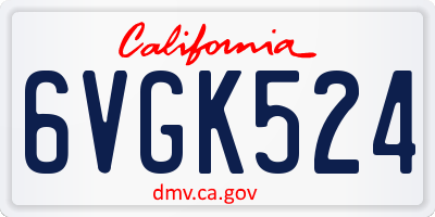 CA license plate 6VGK524