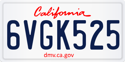 CA license plate 6VGK525