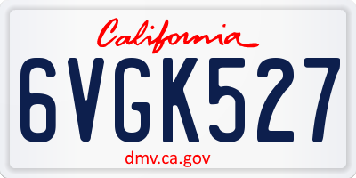 CA license plate 6VGK527