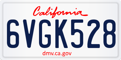 CA license plate 6VGK528