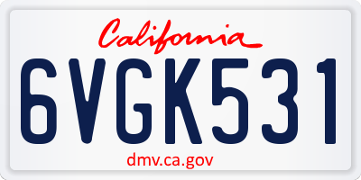CA license plate 6VGK531