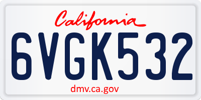 CA license plate 6VGK532