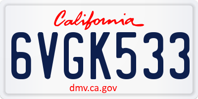 CA license plate 6VGK533