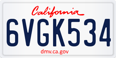 CA license plate 6VGK534