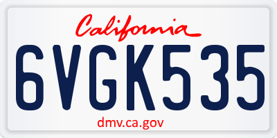 CA license plate 6VGK535