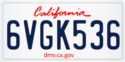 CA license plate 6VGK536