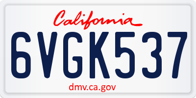 CA license plate 6VGK537