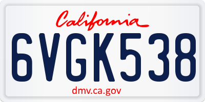 CA license plate 6VGK538