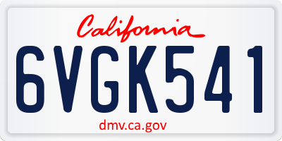 CA license plate 6VGK541