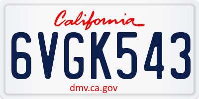 CA license plate 6VGK543