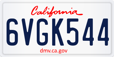 CA license plate 6VGK544