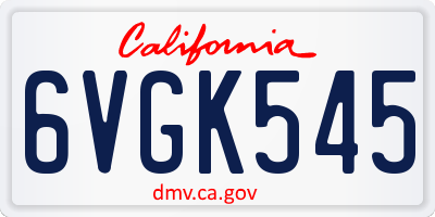 CA license plate 6VGK545