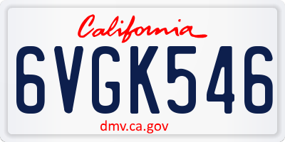 CA license plate 6VGK546