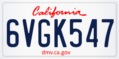 CA license plate 6VGK547