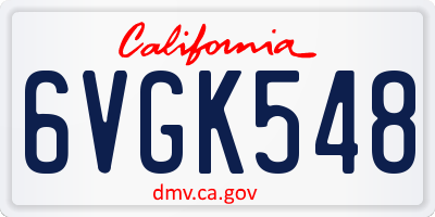 CA license plate 6VGK548