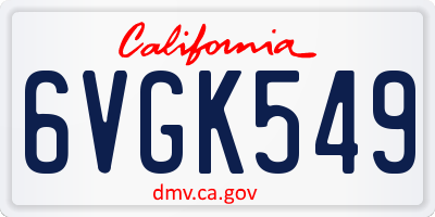 CA license plate 6VGK549