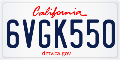 CA license plate 6VGK550