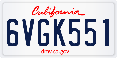 CA license plate 6VGK551