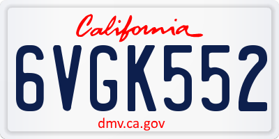 CA license plate 6VGK552