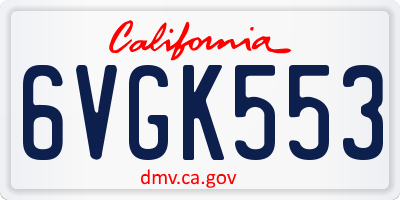 CA license plate 6VGK553