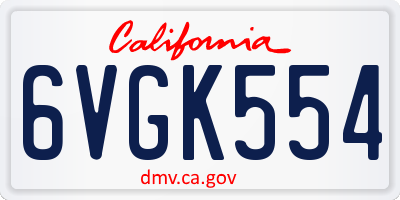 CA license plate 6VGK554