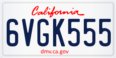 CA license plate 6VGK555