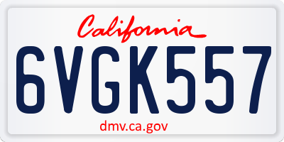 CA license plate 6VGK557