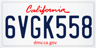 CA license plate 6VGK558