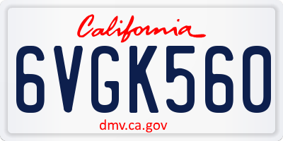 CA license plate 6VGK560