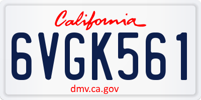 CA license plate 6VGK561