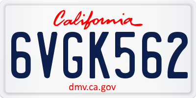 CA license plate 6VGK562