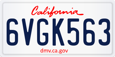 CA license plate 6VGK563