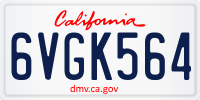 CA license plate 6VGK564