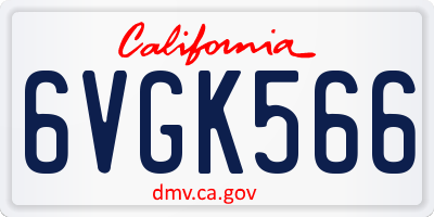 CA license plate 6VGK566