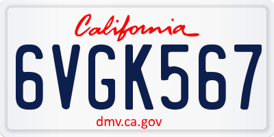 CA license plate 6VGK567