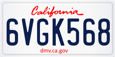 CA license plate 6VGK568