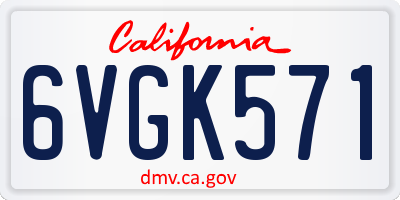 CA license plate 6VGK571