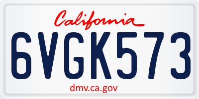CA license plate 6VGK573