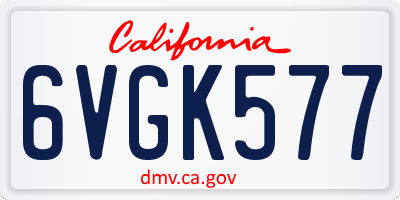CA license plate 6VGK577