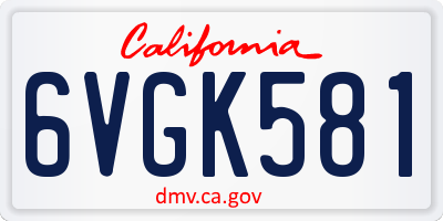 CA license plate 6VGK581