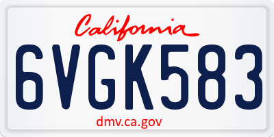 CA license plate 6VGK583