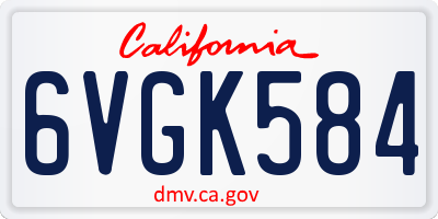 CA license plate 6VGK584
