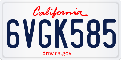 CA license plate 6VGK585