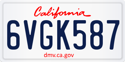 CA license plate 6VGK587