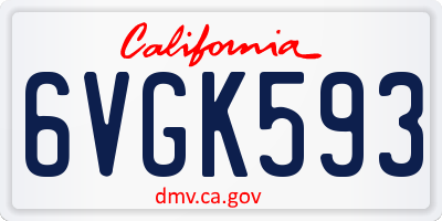 CA license plate 6VGK593