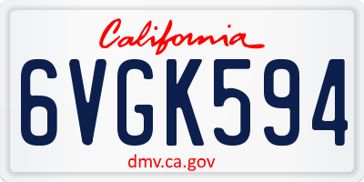 CA license plate 6VGK594
