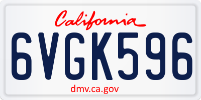 CA license plate 6VGK596