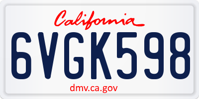 CA license plate 6VGK598