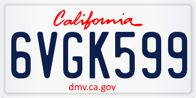 CA license plate 6VGK599